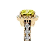 Cushion Cut Accented Halo Engagement Ring Setting for a Fancy Yellow Lab-Grown Diamond | Yellow Gold