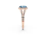 Oval Halo Engagement Ring Setting for a Fancy Blue Lab-Grown Diamond | V-Split Pavé Band | Rose Gold