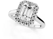 Emerald Cut Halo Engagement Ring Setting | Flat Tapered Band | Platinum