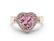 Heart-Shaped Halo Engagement Ring Setting for a Fancy Pink Lab-Grown Diamond | Pointed Pave Shoulders | Rose Gold