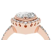 Heart-Shaped Vintage Milgrain Halo Engagement Ring Setting | Pierced Gallery | Rose Gold