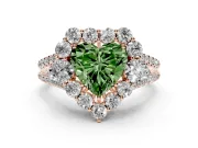Heart-Shaped Scalloped Halo Engagement Ring Setting for a Fancy Green Lab-Grown Diamond | Pear Side Stones | Rose Gold