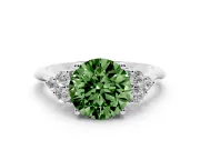 Round Cluster Accent Engagement Ring Setting for a Fancy Green Lab-Grown Diamond | Platinum