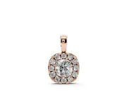 Cushion Cut Lab-Grown Diamond Halo Pendant Necklace | Polished Bail | Rose Gold