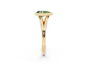 Fancy Green Bezel Set Pear Cut Diamond Solitaire Ring Set in Yellow gold with Tapered Band