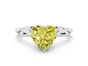Heart-Shaped Bamboo Engagement Ring Setting for a Fancy Yellow Lab-Grown Diamond | White Gold