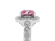 Cushion Cut Graduated Milgrain Halo Engagement Ring Setting for a Fancy Pink Lab-Grown Diamond | Platinum