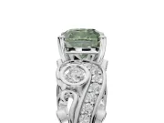 Cushion Cut Swirl Engagement Ring Setting for a Fancy Green Lab-Grown Diamond | White Gold