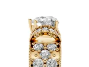 Heart-Shaped Vintage Milgrain Pave Engagement Ring Setting | Crescent Side Rows | Yellow Gold