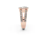 Oval Halo Split Shank Engagement Ring Setting | Pavé Strands | Rose Gold