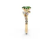 Fancy Green Oval Cut Diamond Solitaire Ring Set in Yellow gold with Marquise Twist Band and Prong Setting