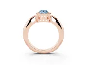 Fancy Blue Pear Cut Diamond Halo Engagement Ring Set in Rose gold with Plain Split Shank and Prong Setting