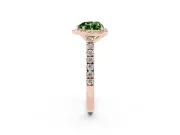 Fancy Green Heart Cut Diamond Halo Engagement Ring Set in Rose gold with Pavé Band and Prong Setting