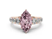 Marquise Graduated Side Stone Engagement Ring Setting for a Fancy Pink Lab-Grown Diamond | Flat Top Band | Rose Gold
