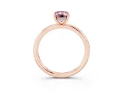 Fancy Pink Emerald Cut Diamond Solitaire Ring Set in Rose gold with Thin Band and Prong Setting