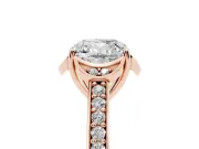 Cushion Cut Floral Pavé Engagement Ring Setting | Petal Accents | Rose Gold