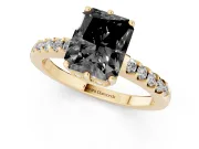 Radiant Cut Hidden Halo Engagement Ring Setting for a Black Center | Yellow Gold