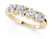 Round Lab-Grown Diamond Four-Stone Wedding Band | Individual Prong Heads | Yellow Gold