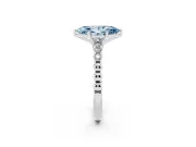 Fancy Blue Marquise Cut Diamond Solitaire Engagement Ring Set in Silver with Bezel Accents on Beaded Band