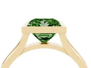 Fancy Green Bezel Set Princess Cut Diamond Solitaire Ring Set in Yellow gold with Tapered Band