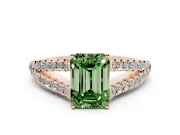 Emerald Cut Graduated Split Shank Engagement Ring Setting for a Fancy Green Lab-Grown Diamond | Rose Gold