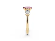 Oval Three-Stone Ring Setting for a Fancy Pink Lab-Grown Diamond | Pear Side Stones | Yellow Gold