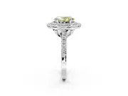 Canary Yellow Oval Lab-Grown Diamond Double Halo Statement Ring Set in Sterling Silver with Pavé Band