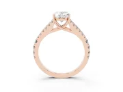 Oval Graduated Pave Split Shank Engagement Ring Setting | V Split Shoulders | Rose Gold
