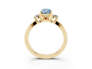Pear-Shaped Three-Stone Twist Engagement Ring Setting for a Fancy Blue Lab-Grown Diamond | Yellow Gold