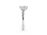 Pear Cut Diamond Solitaire Vine Band Ring Set in Platinum with Round Accents and Prong Setting