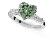 Heart-Shaped Tapered Baguette Engagement Ring Setting for a Fancy Green Lab-Grown Diamond | Platinum