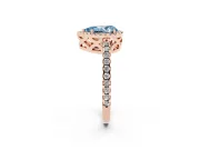 Pear-Shaped Pave Halo Engagement Ring Setting for a Fancy Blue Lab-Grown Diamond | Rose Gold