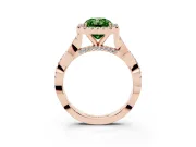 Radiant Cut Twist Halo Engagement Ring Setting for a Fancy Green Lab-Grown Diamond | Rose Gold