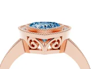 Heart-Shaped Milgrain Halo Engagement Ring Setting for a Fancy Blue Lab-Grown Diamond | Rose Gold