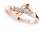 Round Lab-Grown Diamond Crossover Wedding Band | S-Curve Sweeps | Rose Gold