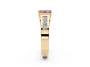Emerald Cut Channel-Set Engagement Ring Setting for a Fancy Pink Lab-Grown Diamond | Yellow Gold