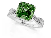 Asscher Cut Twisted Pave Engagement Ring Setting for a Fancy Green Lab-Grown Diamond | Split Shank | Platinum