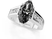 Marquise Channel-Set Engagement Ring Setting for a Black Center | Princess Side Stones | Platinum