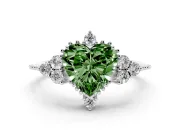 Heart-Shaped Cluster Engagement Ring Setting for a Fancy Green Lab-Grown Diamond | Platinum