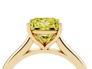 Fancy Yellow Princess Cut Diamond Solitaire Ring Set in Yellow gold with Cathedral Band and Prong Setting