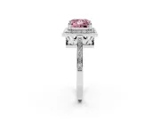 Princess Cut Halo Engagement Ring Setting for a Fancy Pink Lab-Grown Diamond | Polished Halo Rim | Platinum
