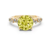 Round Graduated Accent Engagement Ring Setting for a Fancy Yellow Lab-Grown Diamond | Yellow Gold