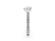 Heart Cut Diamond Solitaire Ring Set in Platinum with Slim Pavé Band and Prong Setting