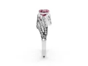 Asscher Cut Bypass Pavé Engagement Ring Setting for a Fancy Pink Lab-Grown Diamond | Graduated Pavé | Sterling Silver