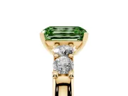 Emerald Cut Five Stone Engagement Ring Setting for a Fancy Green Lab-Grown Diamond | Yellow Gold