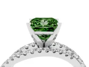 Fancy Green Princess Cut Diamond Solitaire Twist Band Ring Set in Platinum with Pavé Setting and Prong Head
