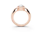 Pear Cut Diamond Halo Engagement Ring Set in Rose gold with Plain Split Shank and Prong Setting