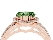 Heart-Shaped Halo Engagement Ring Setting for a Fancy Green Lab-Grown Diamond | Two-Row Pave Split Shank | Rose Gold
