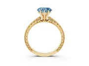 Heart-Shaped Engraved Engagement Ring Setting for a Fancy Blue Lab-Grown Diamond | Yellow Gold