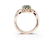 Round Bypass Solitaire Engagement Ring Setting for a Fancy Green Lab-Grown Diamond | Pavé and Plain Strands | Rose Gold